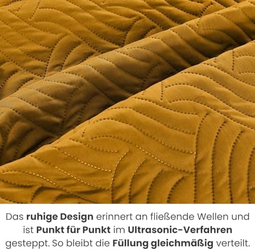 Wometo OekoTex Tagesdecke 220x240 cm gesteppt Wattiert Wende-Design XXL Bettüberwurf