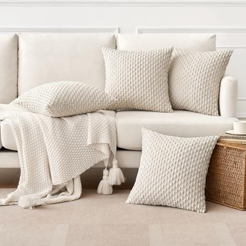 MIULEE 4er Set Dekorative Kissenhülle Wohnzimmer Schlafzimmer Orange Grün