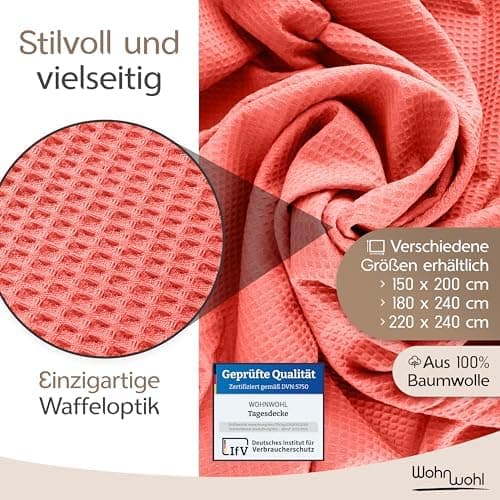 Tagesdecke Grau 100% Baumwolle Pflegeleicht Sommerdecke