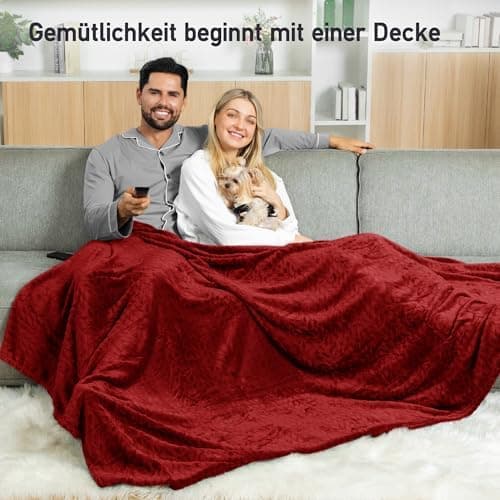 Winthome Kuscheldecke Flauschig Weich für Kinder geeignet, Warme Couchdecke Pflegeleicht, Kuschelige Fleecedecke für all