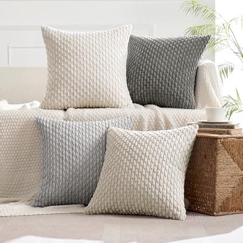 MIULEE 4er Set Dekorative Kissenhülle Wohnzimmer Schlafzimmer Orange Grün