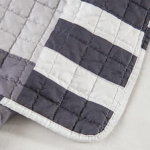 WOLTU Steppdecke 150x200 cm, Patchwork Design, Blau+Weiß, Mikrofaser, Global Recycled Standard, Gebrauchstester und qual