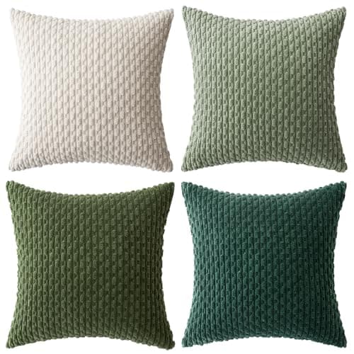 MIULEE 4er Set Dekorative Kissenhülle Wohnzimmer Schlafzimmer Orange Grün