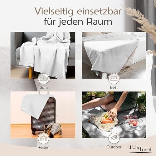 Tagesdecke Grau 100% Baumwolle Pflegeleicht Sommerdecke