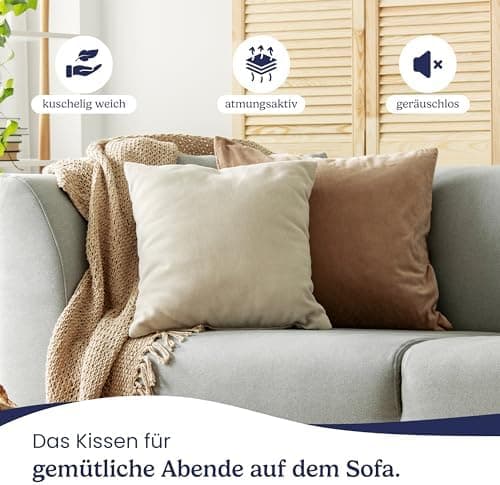 Gentle North Kopfkissen (40x40 cm groß) - Weiß für Bett und Deko - WASCHBAR bis 60° - ÖKOTEX - 2er Set mit Reißverschlus