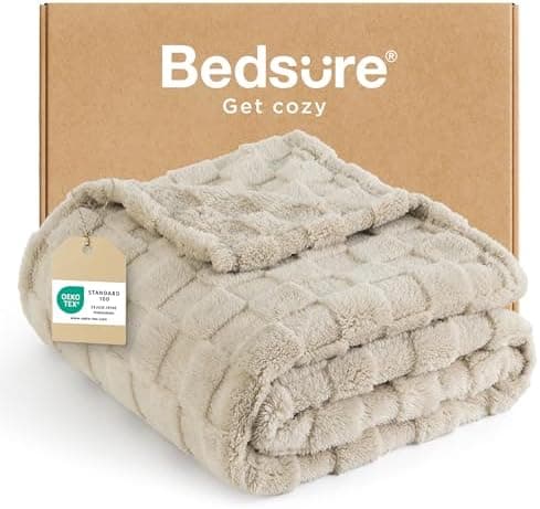 BEDSURE Kuscheldecke Flauschig - Weiche Warme für Zimmer Deko, Wohn- & Kuscheldecken, Hellbraun, 130 x 170 cm OEKO-TEX S