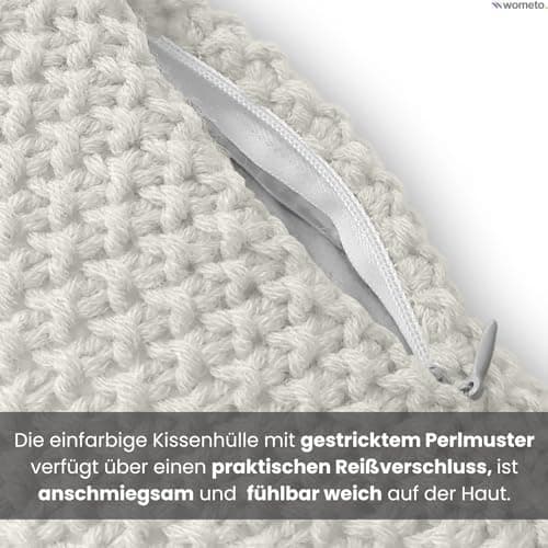 Wometo Oeko-TEX Sofakissenbezug Strick 45x45 türkis Petrol Reißverschluss warme weiche Kissenhülle OEKO-TEX STANDARD 100