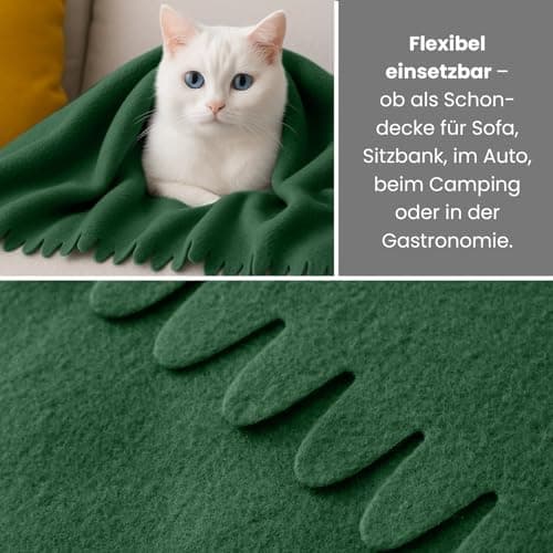 Wometo 3er Set Wave Fleecedecken 120x160 cm - Oeko-TEX ca. 300g weiche Fleece Decke Anti-Pilling grün