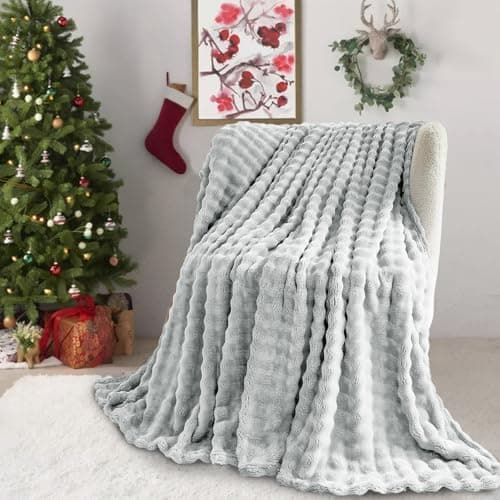 Kuscheldecke Milchsamt Blasen Decke Super Soft Warme Couchdecke 100 x 160cm White
