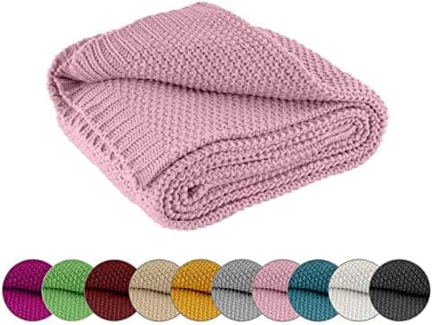 Wometo Kuscheldecke Strick warme weiche Strickmuster grau 140x190 OEKO-TEX
