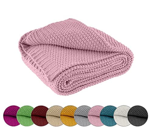 Wometo Kuscheldecke Strick warme weiche Strickmuster grau 140x190 OEKO-TEX