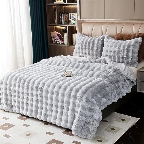 Kuscheldecke Milchsamt Blasen Decke Super Soft Warme Couchdecke 100 x 160cm White