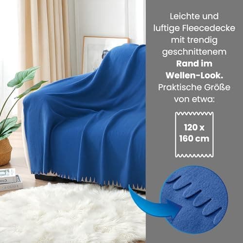 Wometo 3er Set Wave Fleecedecken 120x160 cm - Oeko-TEX ca. 300g weiche Fleece Decke Anti-Pilling grün