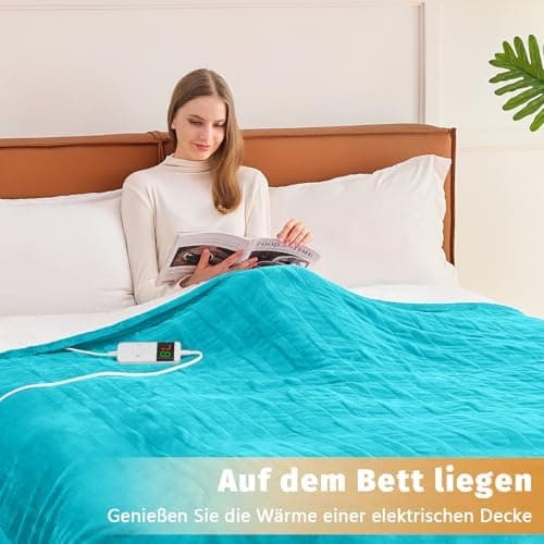 BOMOVA Heizdecke Grau, 130x180cm, Warme Kuscheldecke mit Abschaltautomatik & Timertechnologie für Women & Wohnzimmer, We