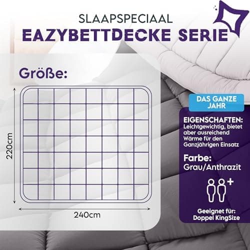 Bettdecke ohne Bezug 135x200 Grau Beige - Wärmeklasse 2 Steppdecke mit Gelfasern für Daunengefühl - Ganzjahresdecke