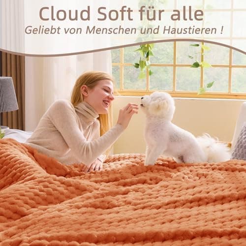 Vielit Ultraweiche Kuscheldecke Flauschig Rot – Warme & Gemütliche Couch & Sofadecke, Atmungsaktiv & Pflegeleicht, OEKO-