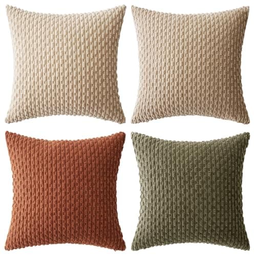MIULEE 4er Set Dekorative Kissenhülle Wohnzimmer Schlafzimmer Orange Grün