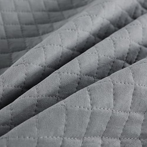 WOLTU Tagesdecke Steppdecke Doppelbett Dunkelgrau-Crème 170x210 cm 360GSM Global Recycled Standard Kariert