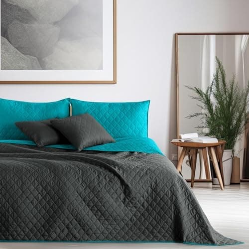DecoKing Tagesdecke 260 x 280 Steel Silver Grey Dimgray Zweiseitig Pflegeleicht Axel