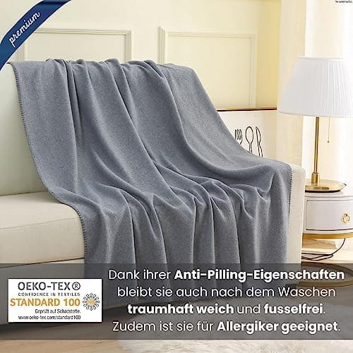 Wometo Premium Fleecedecke - weiß meliert (Bi-Color)Anti-Pilling 140x190 cm OEKO-TEX