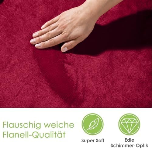 Heimtexland Kuscheldecke flauschig Oekotex warm Super Soft Decke 130x170 cm Bordeaux weinrot