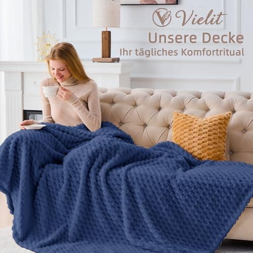 Vielit Ultraweiche Kuscheldecke Flauschig Rot – Warme & Gemütliche Couch & Sofadecke, Atmungsaktiv & Pflegeleicht, OEKO-