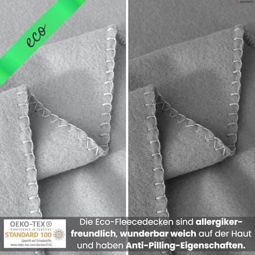 Wometo 10er Vorteilspack Fleecedecke grau Anti-Pilling Kettelrand