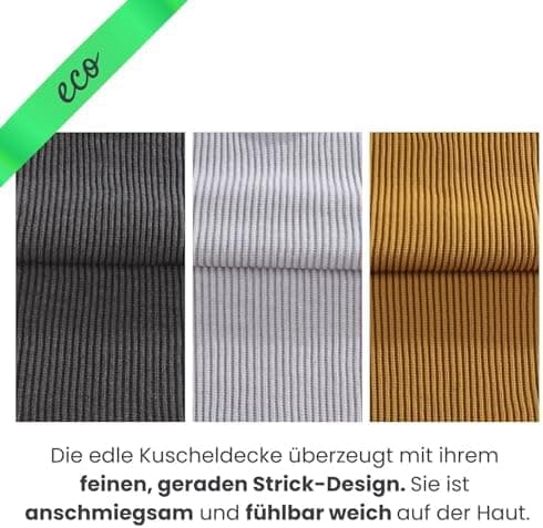 Wometo Kuscheldecke Strick warme weiche Strickmuster grau 140x190 OEKO-TEX