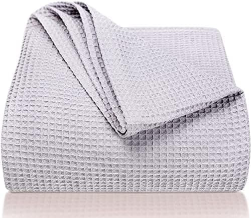 LAYNENBURG Premium Sommerdecke 150 x 200 cm - Waffelpique 100% Baumwolle - Creme OEKO-TEX STANDARD 100