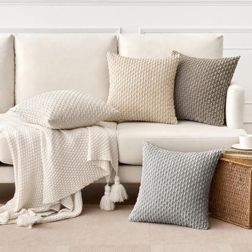 MIULEE 4er Set Dekorative Kissenhülle Wohnzimmer Schlafzimmer Orange Grün