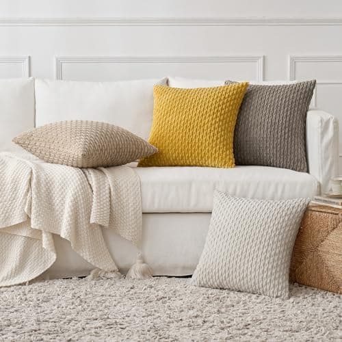 MIULEE 4er Set Dekorative Kissenhülle Wohnzimmer Schlafzimmer Orange Grün