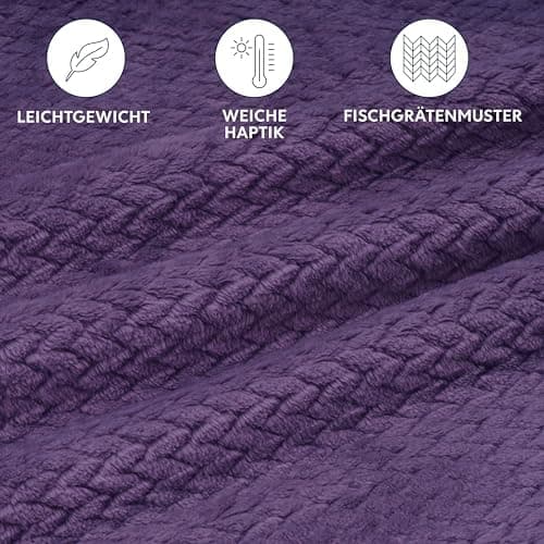 Dreamzie - Flauschig Fleecedecke 100% Polyester - Weicher Haptik - Lila - Kuscheldeko für Sofa und Bett - Großformat 130