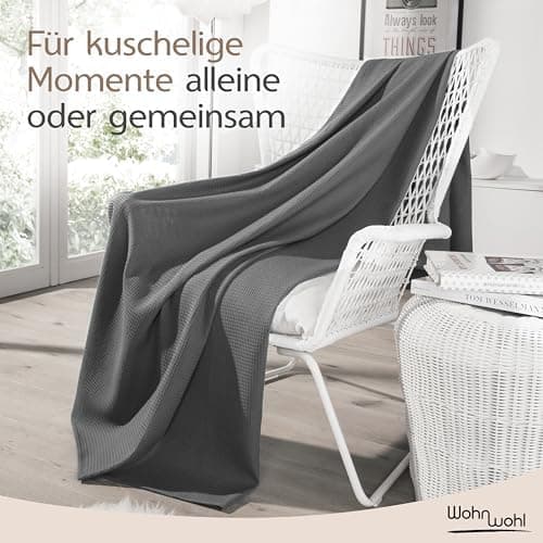 Tagesdecke Grau 100% Baumwolle Pflegeleicht Sommerdecke
