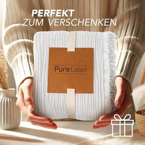 Oeko-Tex zertifizierte Musselin Tagesdecke 220x240cm Hellblau | Couch- & Sofadecke XXL | Baumwolle Qualität