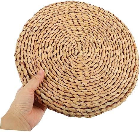 BESTOYARD Floor Pillow Handgewebtes Yoga-Sitzkissen Für Anfänger Rund Aus Stabilen Naturmaterialien Für Zuhause Und Yoga