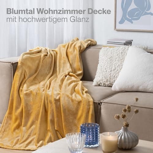 Blumtal wohndecke Anthrazit - flauschig - Oeko-TEX zertifiziert - 130x150 cm - Couch & Wohnzimmernutzung - Fliesdecke -