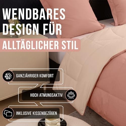 Oeko-TEX Zertifiziert_sleep komfortabel 4-jahreszeiten Bettdecke 135x200 Washbar Baumwolle & Mikrofaser Atmungsaktiv + K