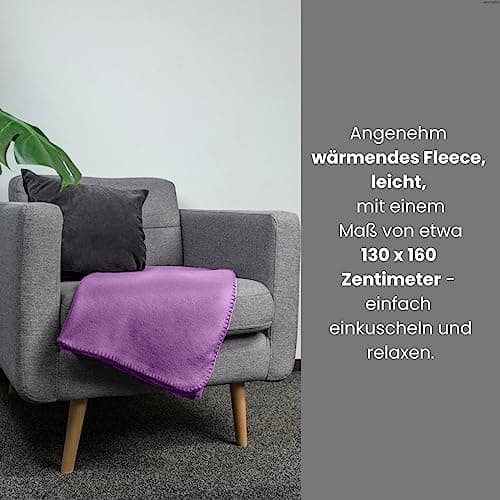 Wometo 2er Set Polar Fleecedecke OekoTex Lilaviolett Anti-Pilling Kettelrand