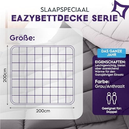 Bettdecke ohne Bezug 135x200 Grau Beige - Wärmeklasse 2 Steppdecke mit Gelfasern für Daunengefühl - Ganzjahresdecke