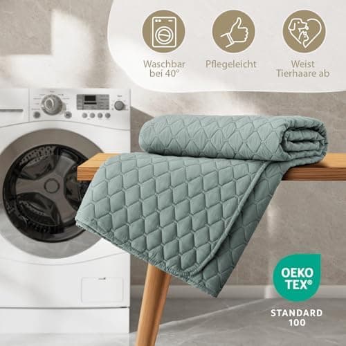 Blumtal Oeko-TEX zertifizierter Tagesdecke - Waschbar - Beige - 170x210 cm - Sofaüberwurf - Tagesdecke für Couch und Bet