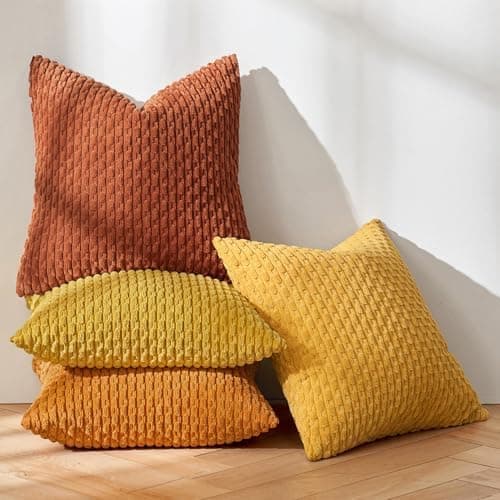 MIULEE 4er Set Dekorative Kissenhülle Wohnzimmer Schlafzimmer Orange Grün