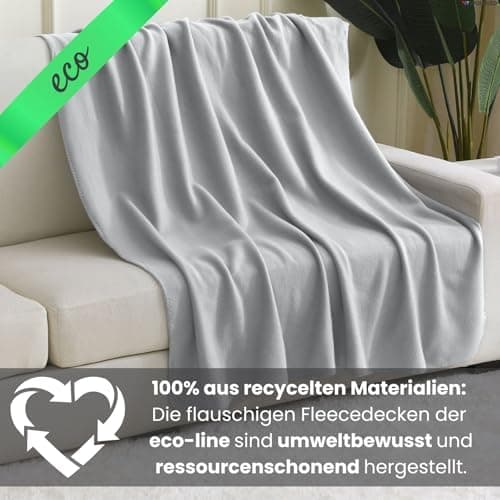 Wometo 10er Vorteilspack Fleecedecke grau Anti-Pilling Kettelrand