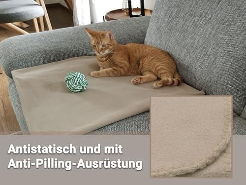 ZOLLNER Kuscheldecke in Taupe - weiche Couchdecke 130x170 cm - waschbar bis 95°C - Hotelqualität - Oeko Tex® Zertifizier