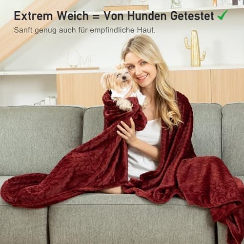 Winthome Kuscheldecke Flauschig Weich für Kinder geeignet, Warme Couchdecke Pflegeleicht, Kuschelige Fleecedecke für all
