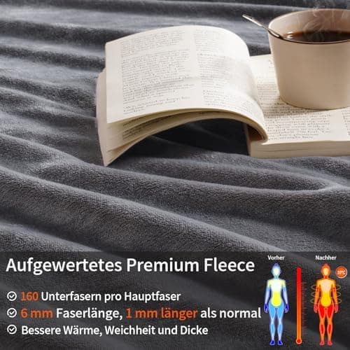 Oeko-Tex Weich Warm Kuscheldecke PHF Flauschig Fleecedecke 130x150cm - Beige, Couch, Sofa & Bett Überwurf