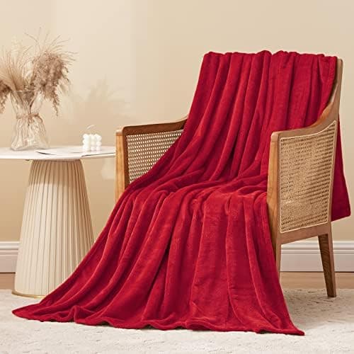 Aisbo Flauschig Warme Decke Rot für Winter - Kuschliges Wohnzimmer Blanket 130x150 cm OEKO-TEX