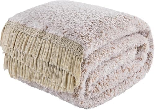 EMME Flauschige Sherpa Kuscheldecke Oeko-Tex 150x200 cm, perfekt für Winterspazieren und Relaxen - doppelseitig weich, l