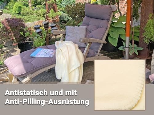 ZOLLNER Kuscheldecke in Taupe - weiche Couchdecke 130x170 cm - waschbar bis 95°C - Hotelqualität - Oeko Tex® Zertifizier