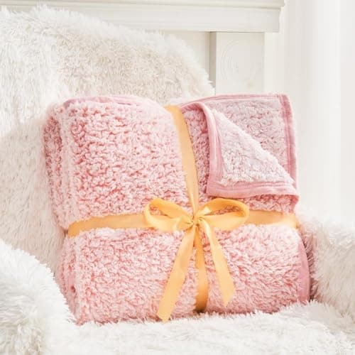 EMME Flauschige Sherpa Kuscheldecke Oeko-Tex 150x200 cm, perfekt für Winterspazieren und Relaxen - doppelseitig weich, l