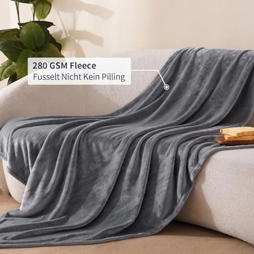 Oeko-Tex Weich Warm Kuscheldecke PHF Flauschig Fleecedecke 130x150cm - Beige, Couch, Sofa & Bett Überwurf